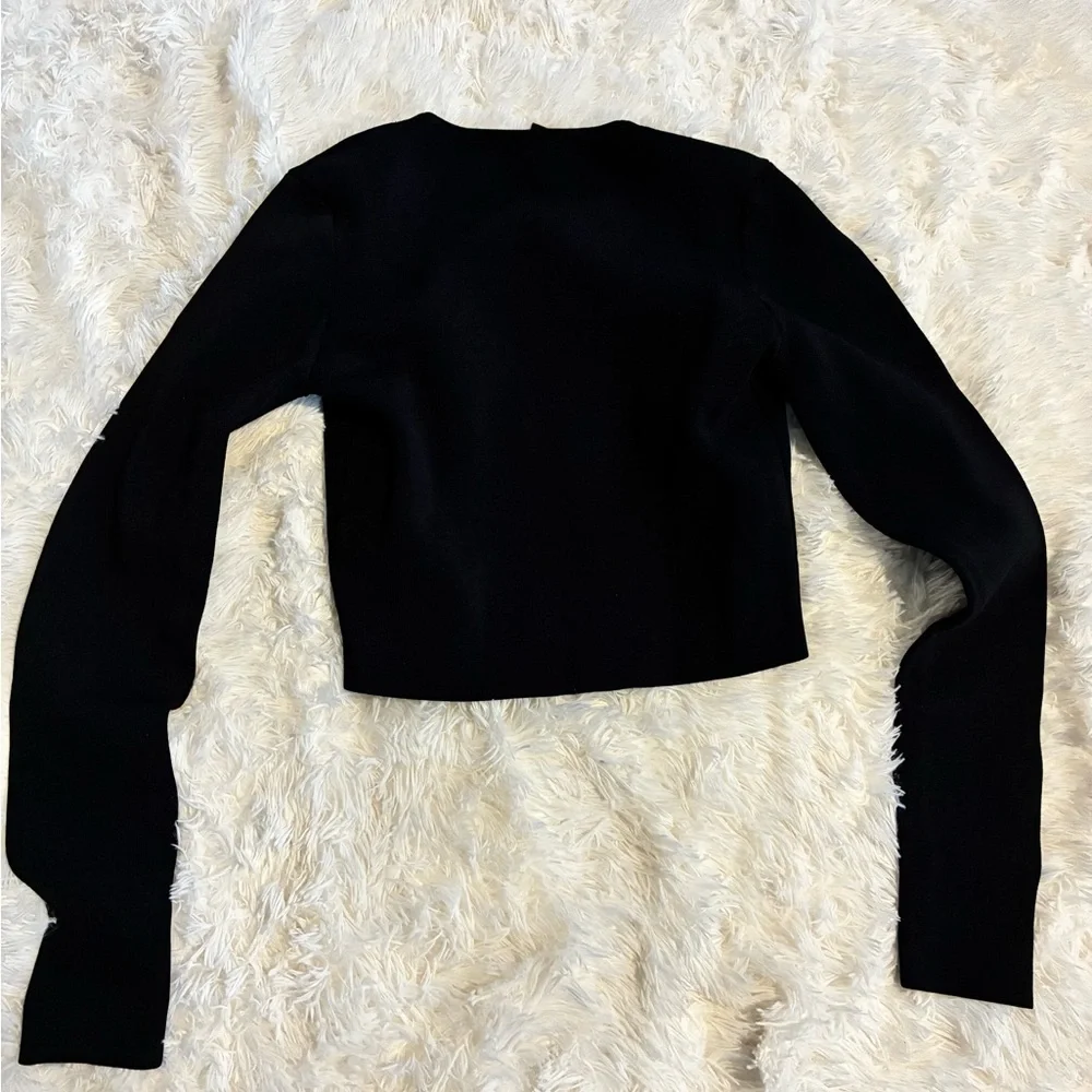 Forever 21 Black Long Sleeve Scoopneck Crop Top - Picture 3 of 3